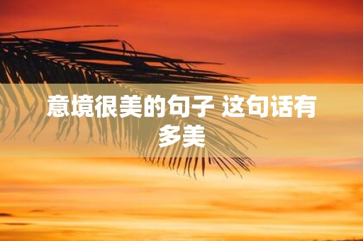 意境很美的句子 这句话有多美