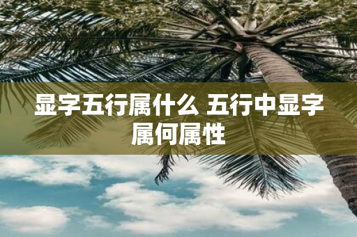 显字五行属什么 五行中显字属何属性