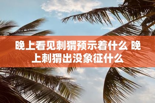 晚上看见刺猬预示着什么 晚上刺猬出没象征什么