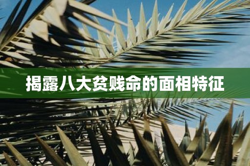 揭露八大贫贱命的面相特征