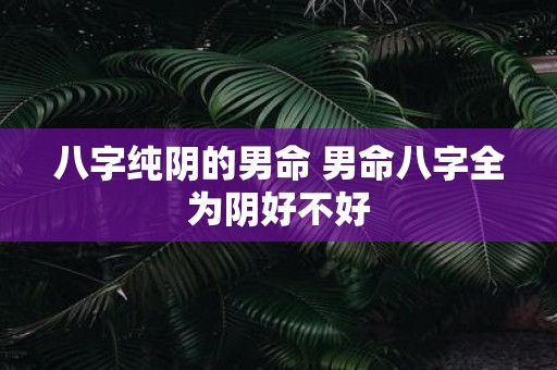 八字纯阴的男命 男命八字全为阴好不好