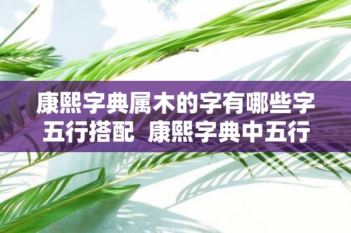 康熙字典属木的字有哪些字五行搭配 康熙字典中五行属木的字