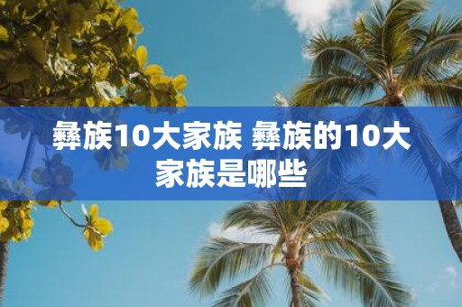 彝族10大家族 彝族的10大家族是哪些