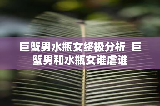 巨蟹男水瓶女终极分析 巨蟹男和水瓶女谁虐谁