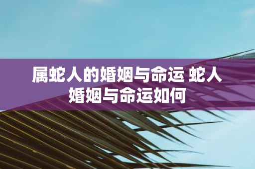 属蛇人的婚姻与命运 蛇人婚姻与命运如何