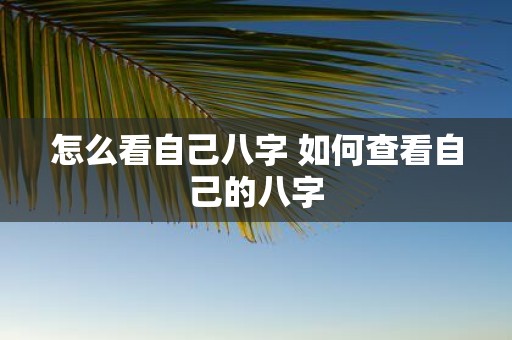 怎么看自己八字 如何查看自己的八字