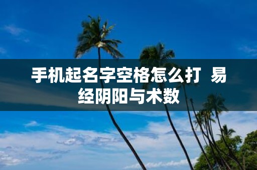 手机起名字空格怎么打 易经阴阳与术数