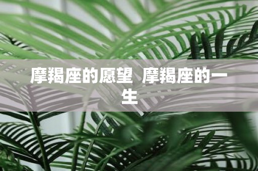 摩羯座的愿望 摩羯座的一生