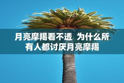 月亮摩羯看不透 为什么所有人都讨厌月亮摩羯