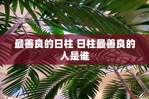 最善良的日柱 日柱最善良的人是谁