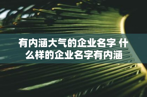 有内涵大气的企业名字 什么样的企业名字有内涵