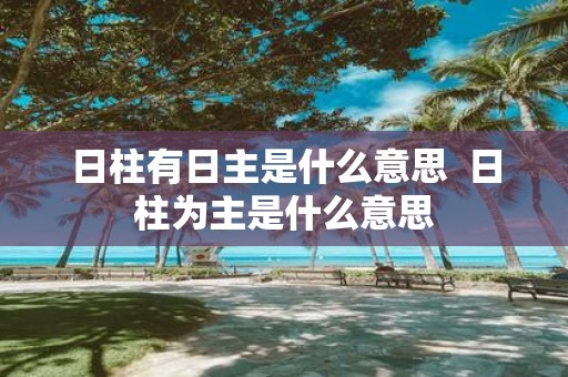 日柱有日主是什么意思 日柱为主是什么意思