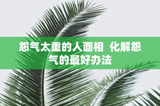 怨气太重的人面相 化解怨气的最好办法