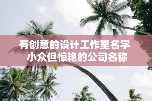 有创意的设计工作室名字 小众但惊艳的公司名称