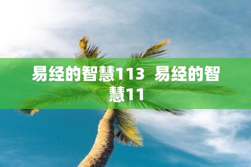 易经的智慧113 易经的智慧11