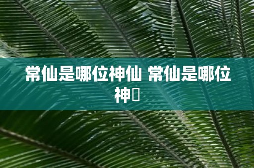 常仙是哪位神仙 常仙是哪位神祇