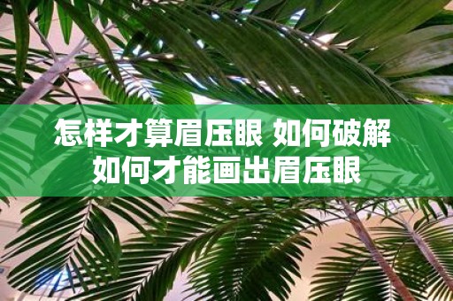 怎样才算眉压眼 如何破解 如何才能画出眉压眼