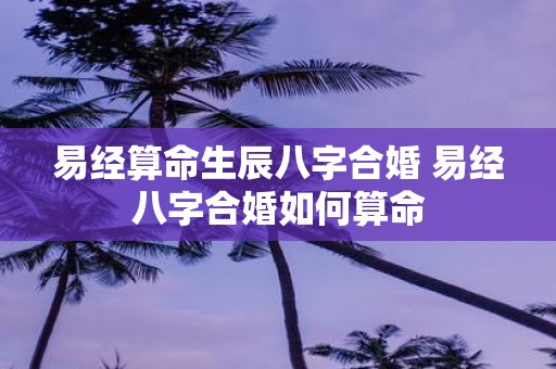 易经算命生辰八字合婚 易经八字合婚如何算命