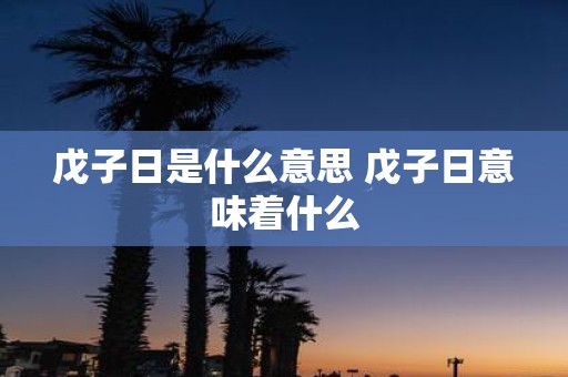 戊子日是什么意思 戊子日意味着什么
