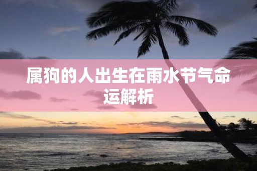 属狗的人出生在雨水节气命运解析