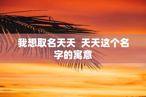 我想取名天天 天天这个名字的寓意