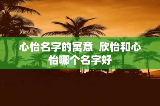 心怡名字的寓意 欣怡和心怡哪个名字好