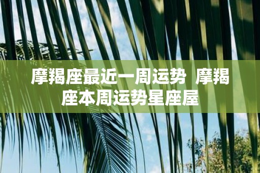 摩羯座最近一周运势 摩羯座本周运势星座屋
