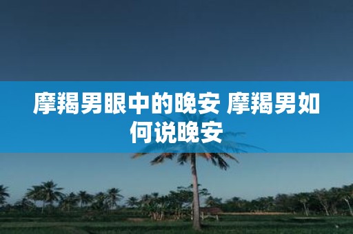 摩羯男眼中的晚安 摩羯男如何说晚安