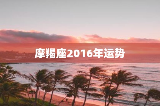 摩羯座2016年运势