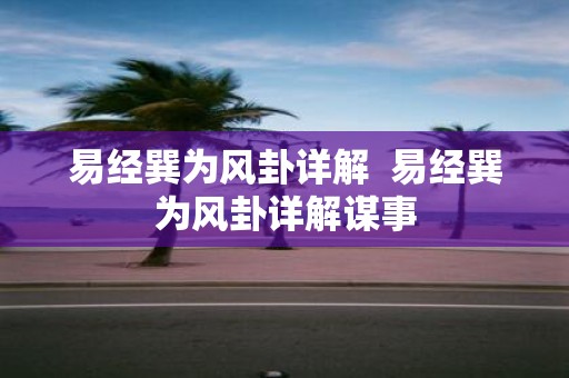 易经巽为风卦详解 易经巽为风卦详解谋事