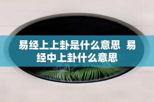 易经上上卦是什么意思 易经中上卦什么意思