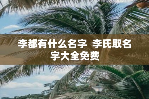 李都有什么名字 李氏取名字大全免费