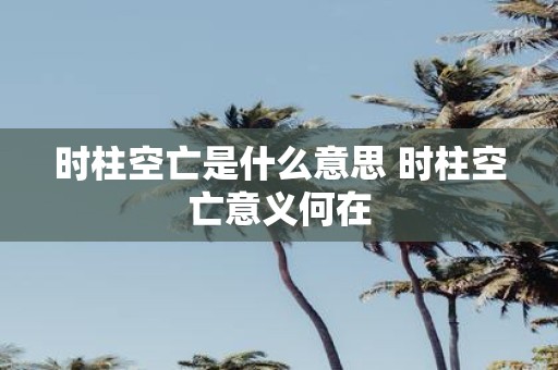 时柱空亡是什么意思 时柱空亡意义何在