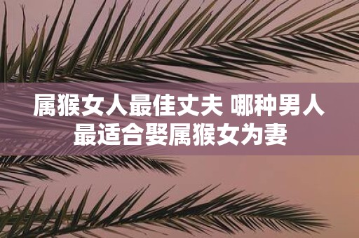 属猴女人最佳丈夫 哪种男人最适合娶属猴女为妻