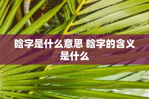 晗字是什么意思 晗字的含义是什么