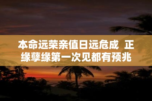 本命远荣亲值日远危成 正缘孽缘第一次见都有预兆