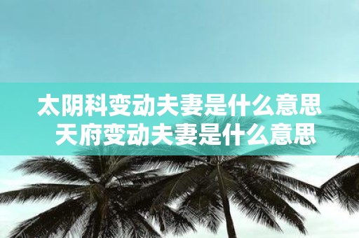 太阴科变动夫妻是什么意思 天府变动夫妻是什么意思
