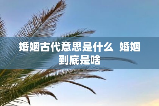婚姻古代意思是什么 婚姻到底是啥