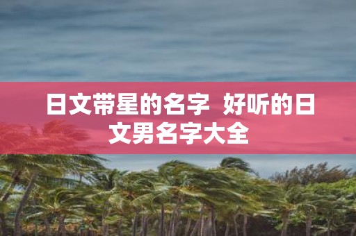 日文带星的名字 好听的日文男名字大全
