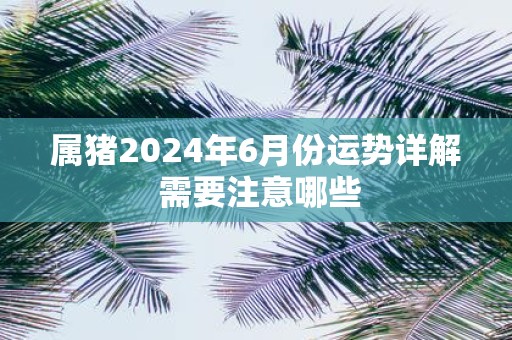 属猪2025年6月份运势详解 需要注意哪些