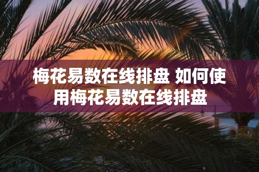 梅花易数在线排盘 如何使用梅花易数在线排盘