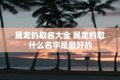 属龙的取名大全 属龙的取什么名字是最好的