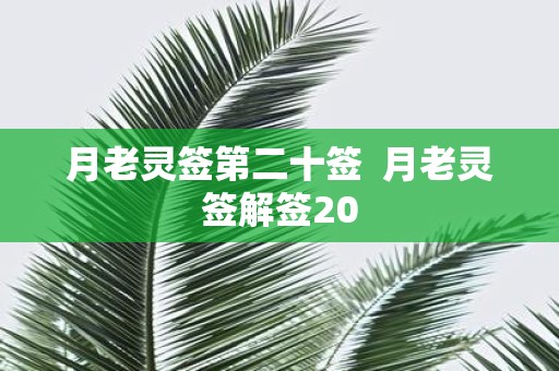 月老灵签第二十签 月老灵签解签20
