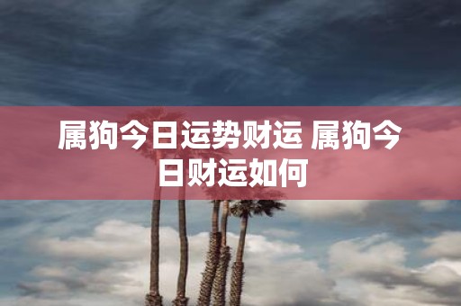 属狗今日运势财运 属狗今日财运如何