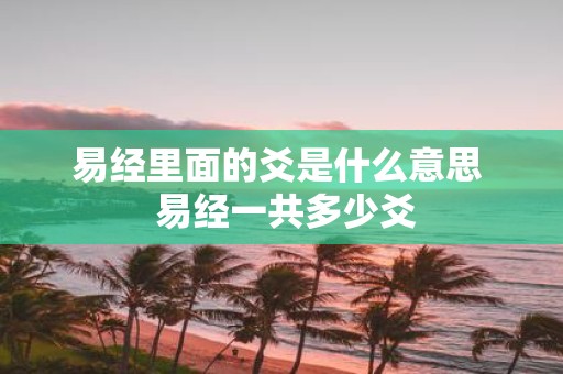 易经里面的爻是什么意思 易经一共多少爻