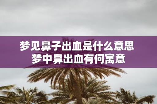 梦见鼻子出血是什么意思 梦中鼻出血有何寓意