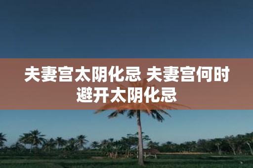 夫妻宫太阴化忌 夫妻宫何时避开太阴化忌
