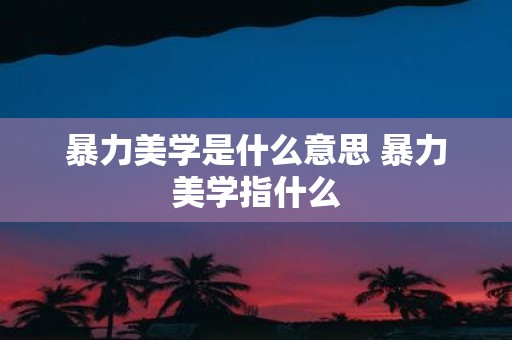 暴力美学是什么意思 暴力美学指什么
