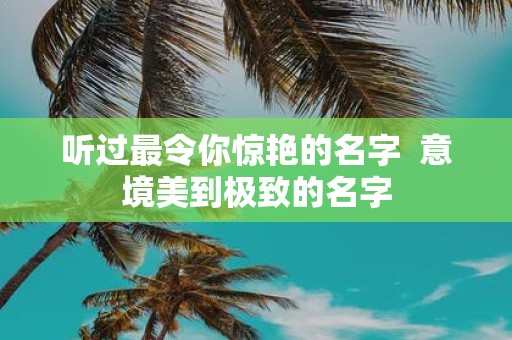 听过最令你惊艳的名字 意境美到极致的名字