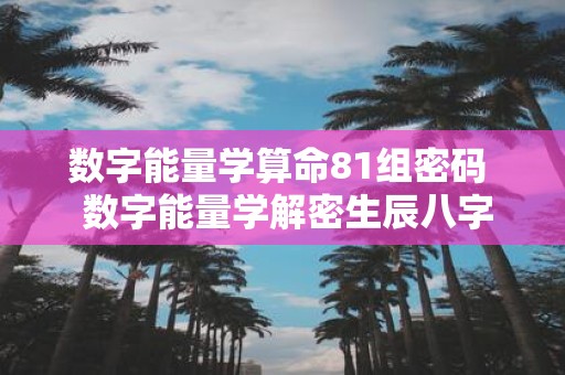 数字能量学算命81组密码 数字能量学解密生辰八字